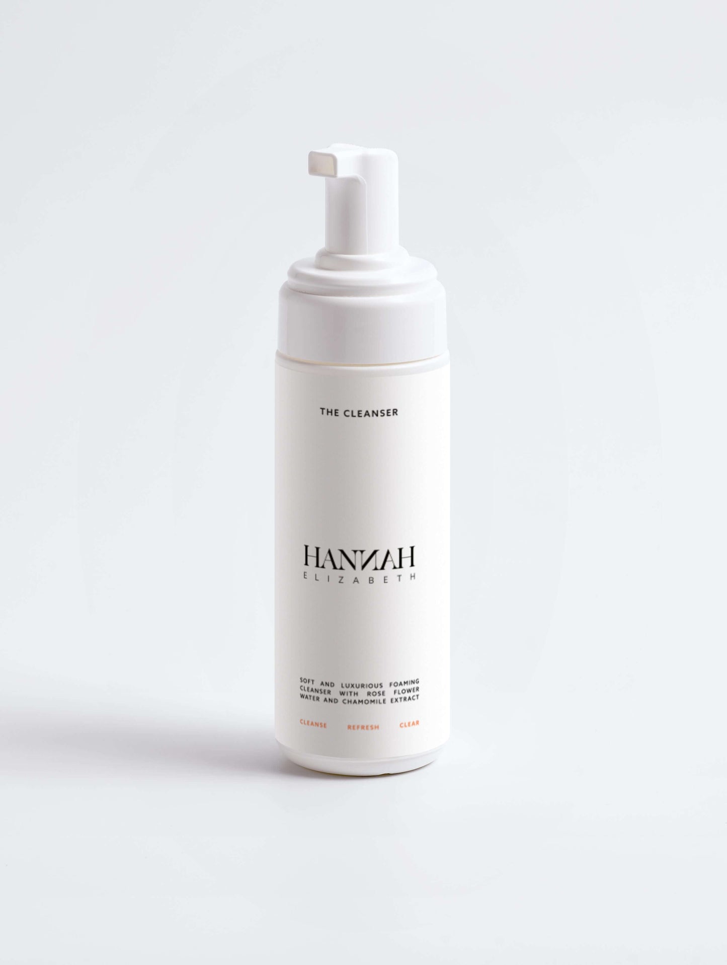 The Cleanser,Hydrating and soothing foaming cleanser with rose water, front packaging no lid close up